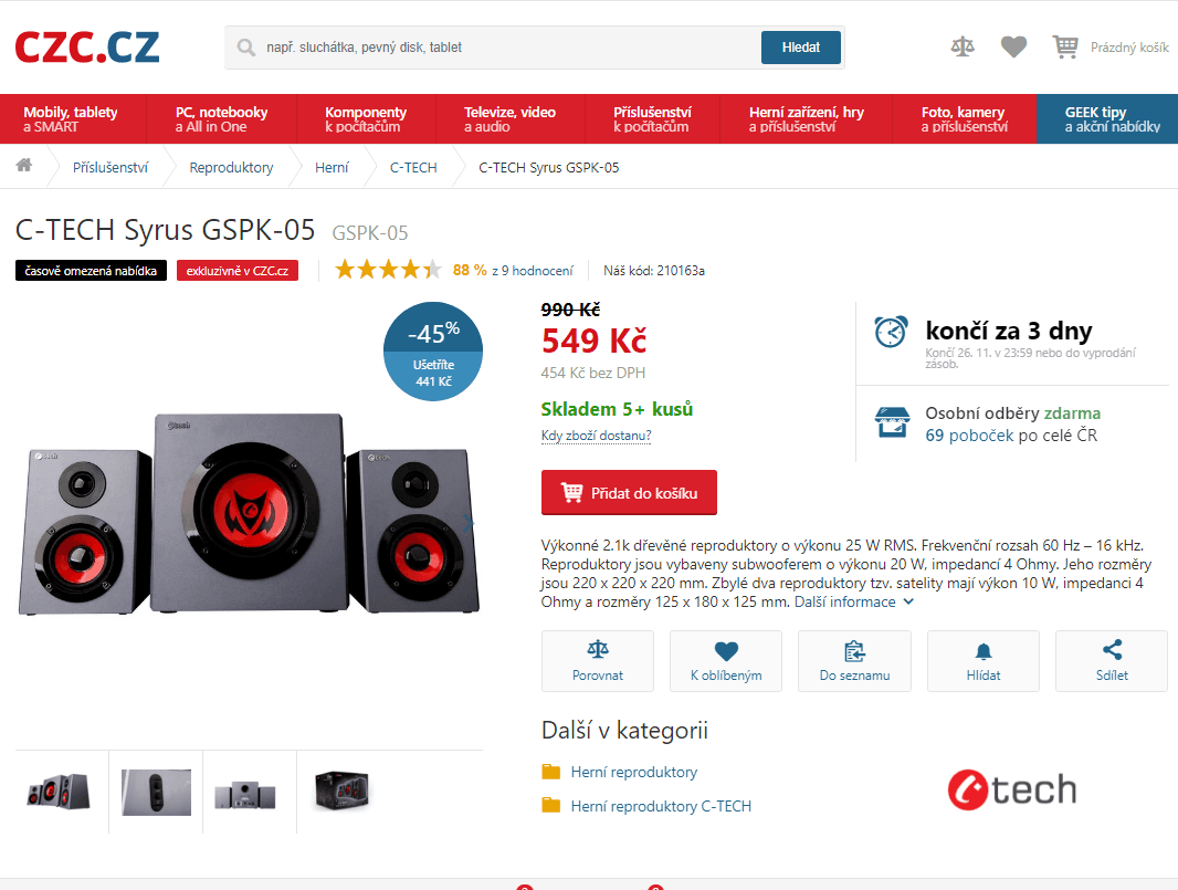Repráky se subwooferem C-Tech Syrus