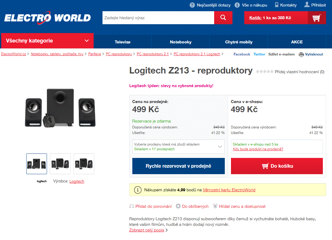 Reproduktory Logitech Z213