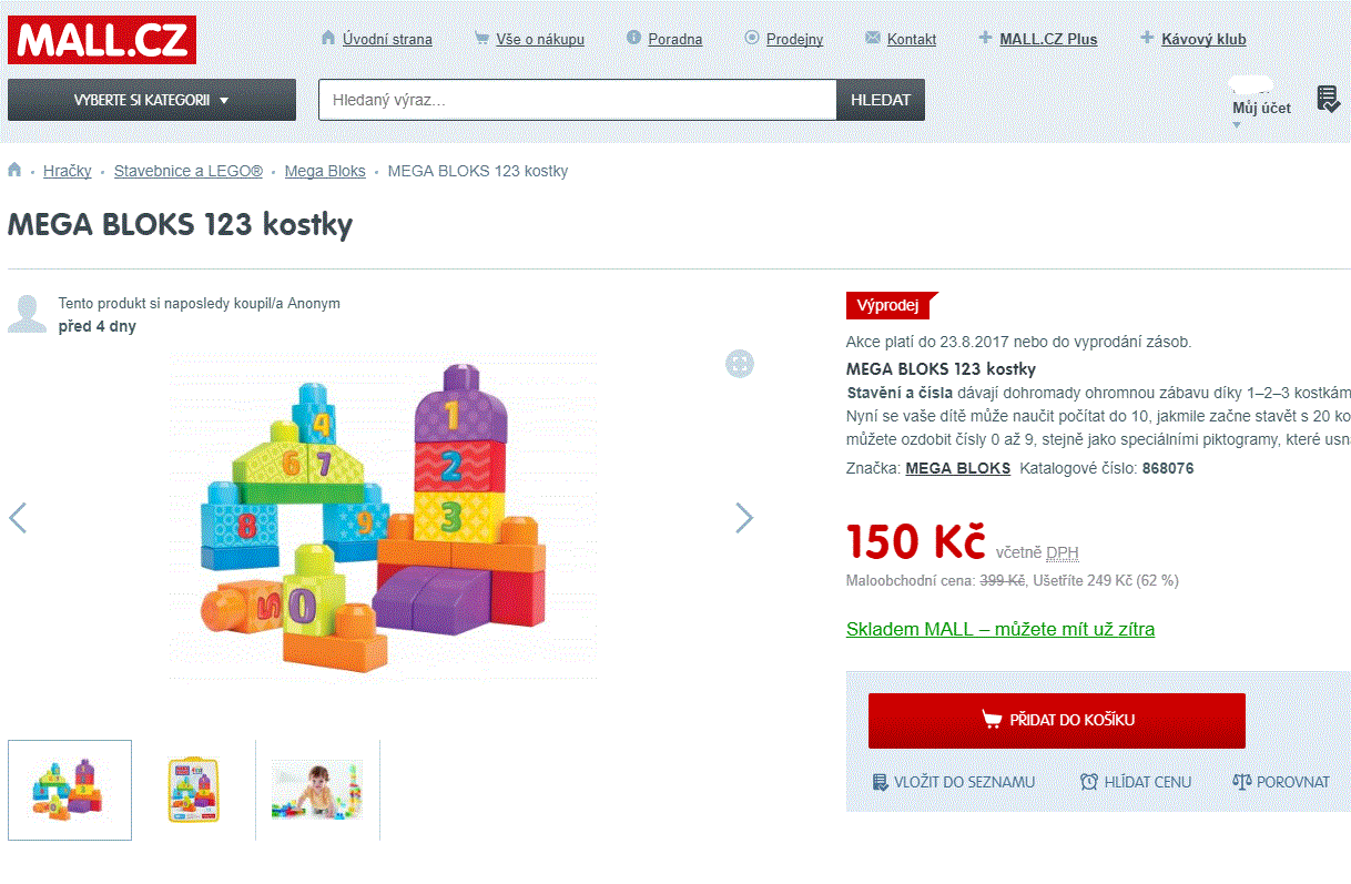 Stavebnice Mega Blocks 1-2-3, 50 kostek