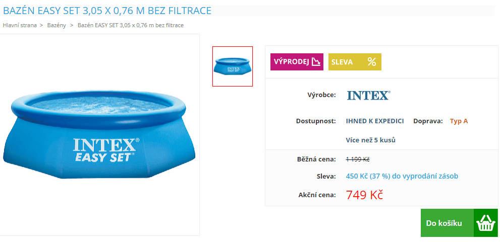 Kruhový bazén Intex 3 metry, 0,76