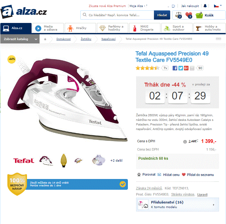 Žehlička Tefal Aquaspeed Precision, 2600W
