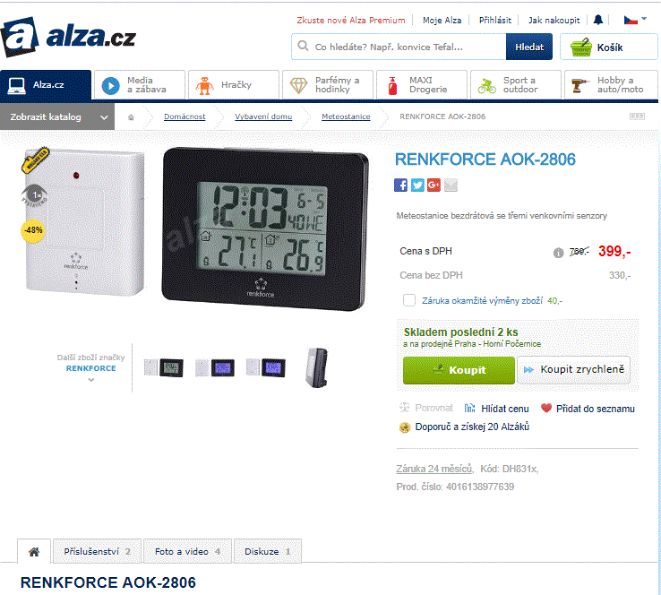 Bezdrátová meteostanice Renkforce AOK-2806