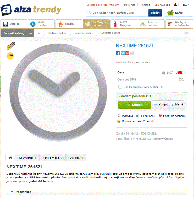 Nástěnné hodiny NEXTIME, Ø 25 cm