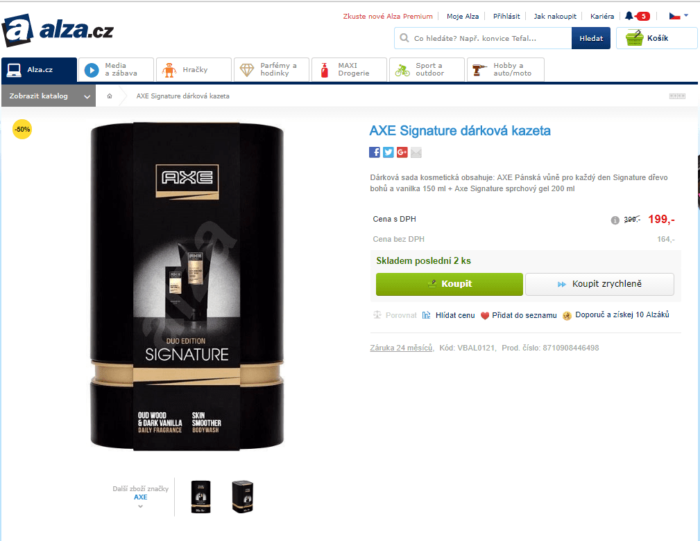 Dárková sada AXE Signature, edt 150ml + gel 200ml