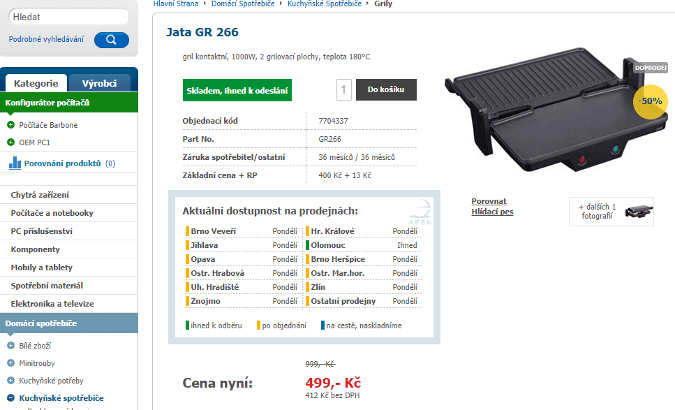 Kontaktní stolní gril Jata GR 266 