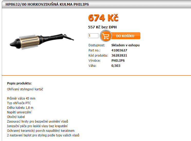 Philips KeraShine HP8632/00 kulmofén