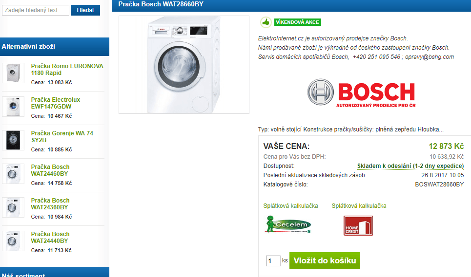 Pračka Bosch, 9kg, 1400 ot, A+++