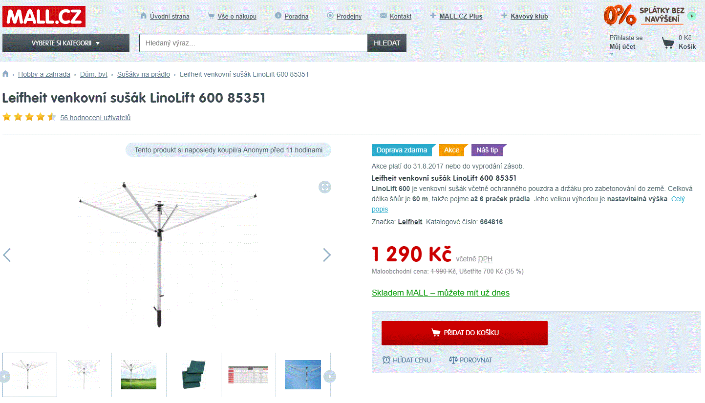 Leifheit venkovní sušák LINOLIFT 600