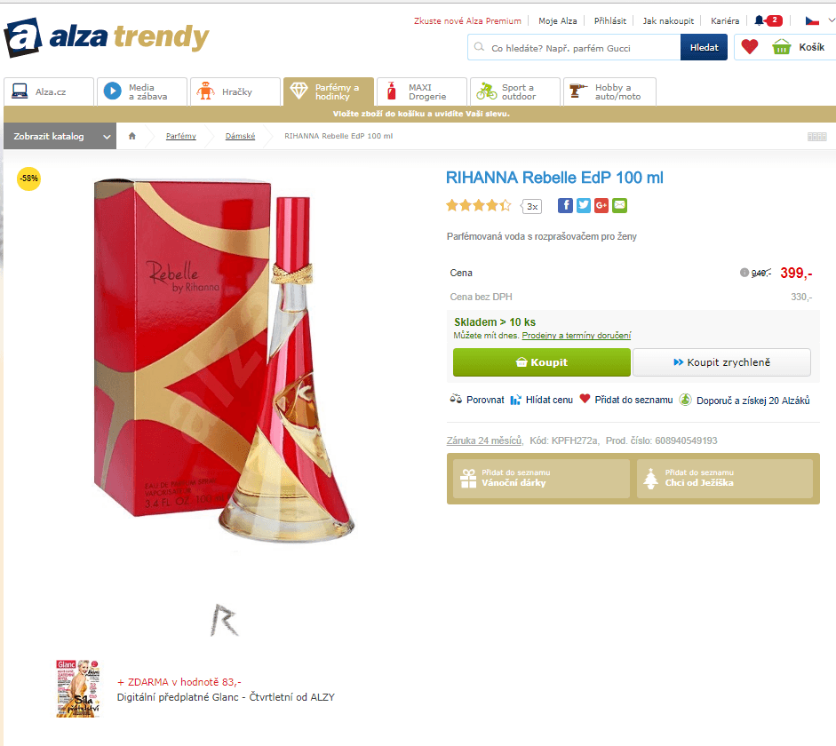 Dámský parfém RIHANNA Rebelle 100 ml