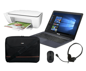 Sada ntb. ASUS, tiskárna HP, myš, brašna,sluchátka