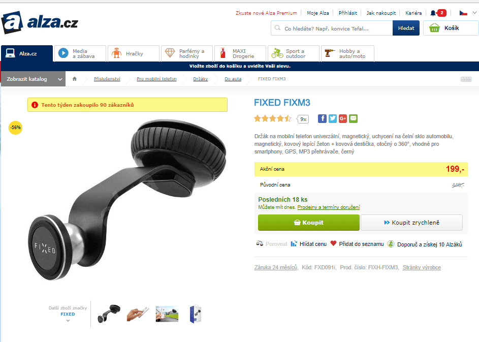 Držák na mobilní telefon FIXED