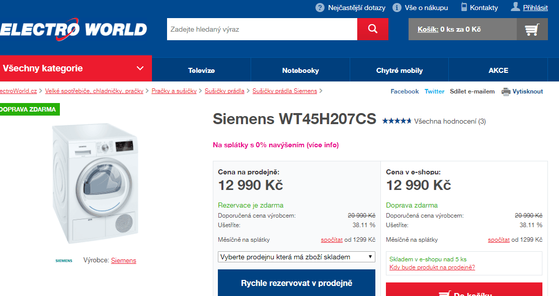 Kondenzační sušička Siemens, A++