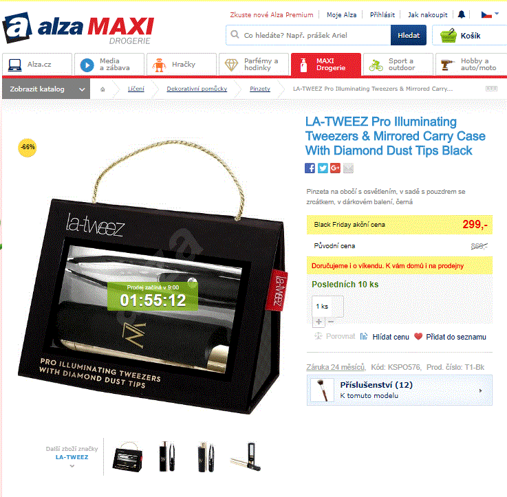 La-Tweez pinzeta s osvětlením, dárkové balení