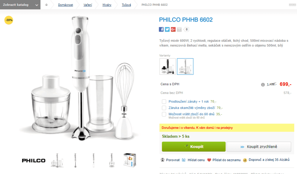 Tyčový mixér Philco 6602
