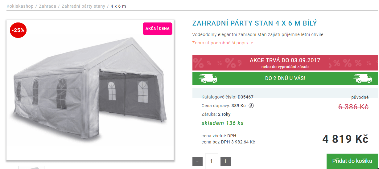 Zahradní stan 6x4 metry