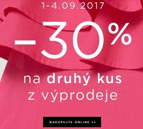 Extra sleva 30% na druhý kus z výprodeje