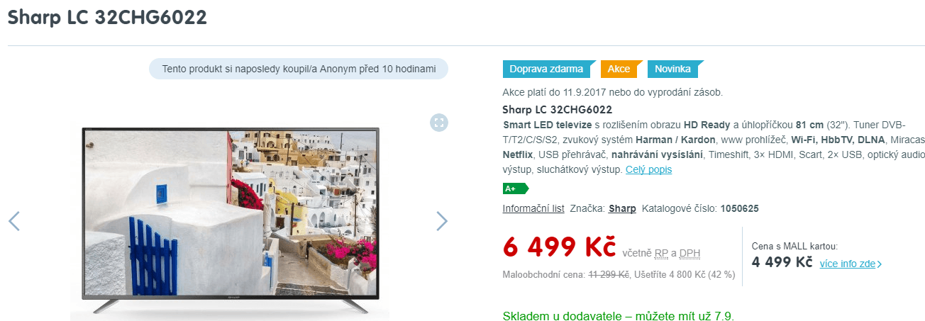 HD ready, Smart TV, 81 cm, Sharp