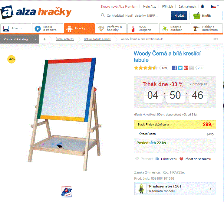 Dřevěná tabule kreslící černá a bílá