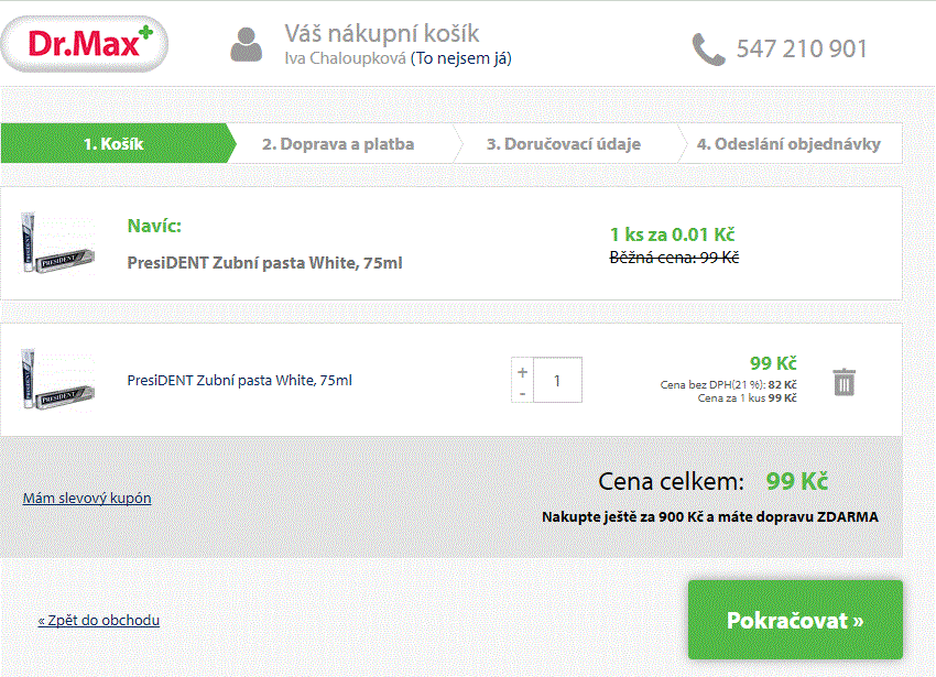 PresiDENT Zubní pasta White, 75ml