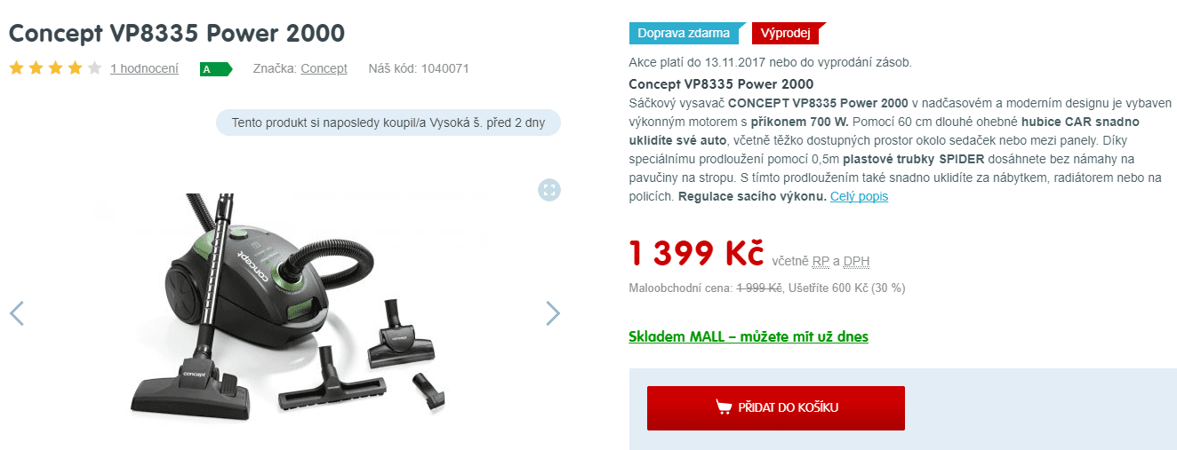 Sáčkový vysavač Concept VP 8335