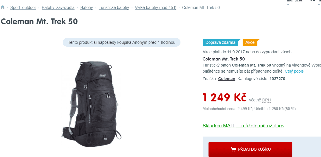 Turistický batoh Coleman Mt. Trek 50