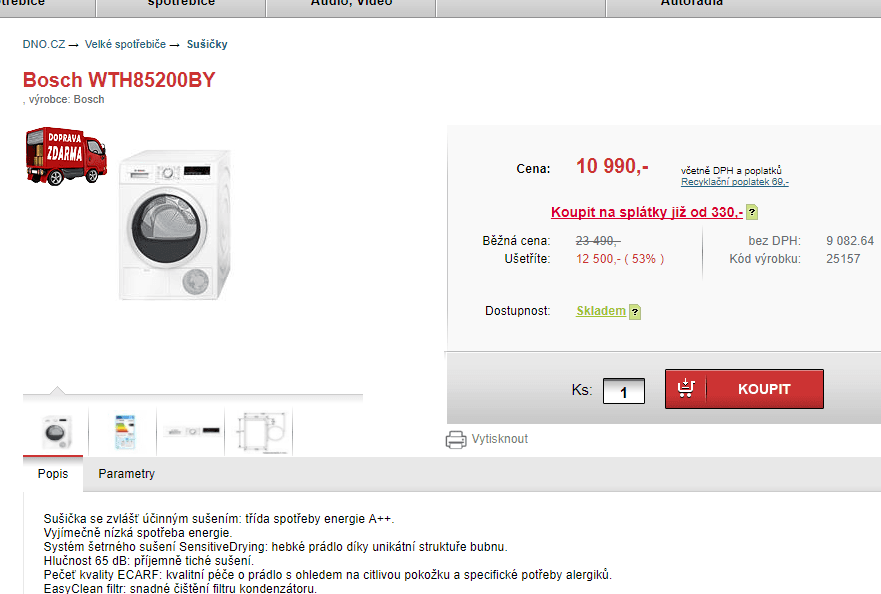 Kondenzační sušička prádla Bosch, 8kg