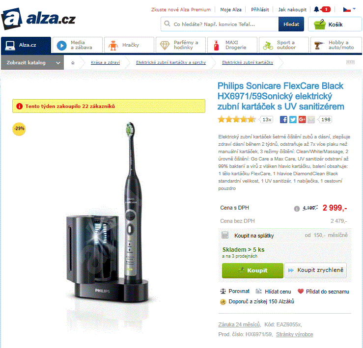 Sonický kartáček Philips s UV sanitizérem