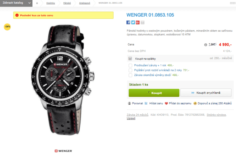 Pánské hodinky Wenger Roadster Black Night 