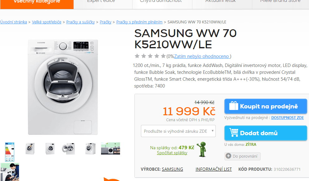 Samsung, AddWash, 7kg, 1200 ot., A+++