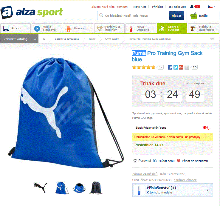 Sportovní vak gymsack Puma, modrý