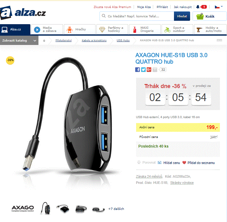 USB Hub Axagon, 4 porty