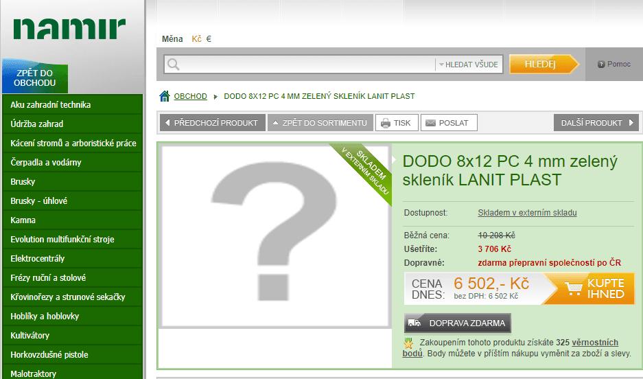 Výprodej velkých skleníků Lanit