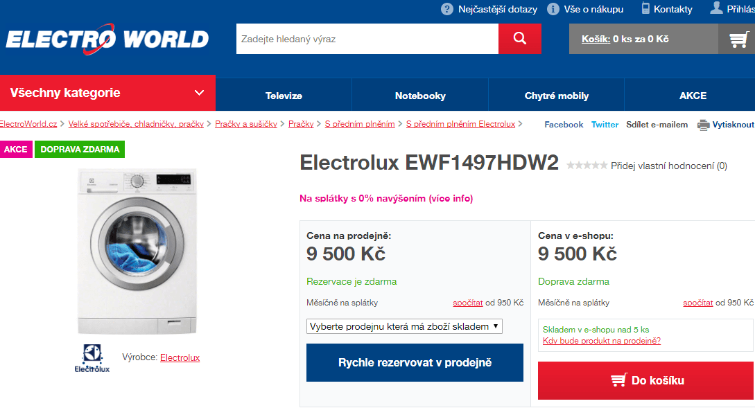 Pračka Electrolux, 9kg, 1400 ot., pára, A+++