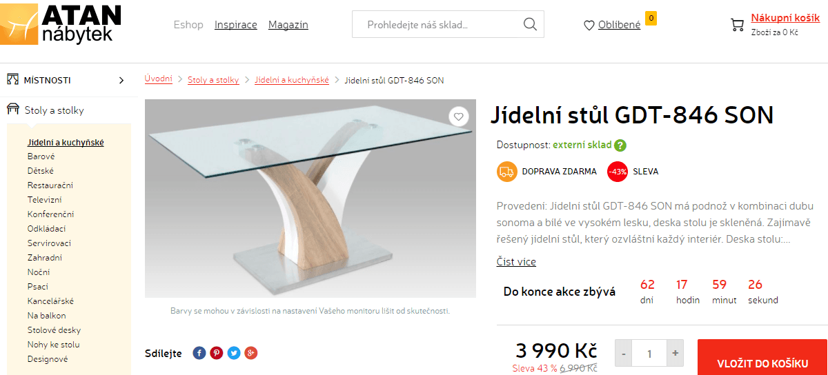 Jídelní stůl Autronic 160x90 cm