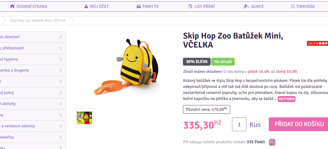 Výprodej baťůžků Skip Hop + dalších