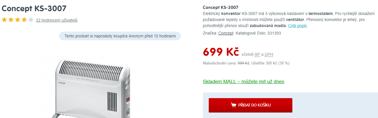 Elektrický konvektor Concept KS3007