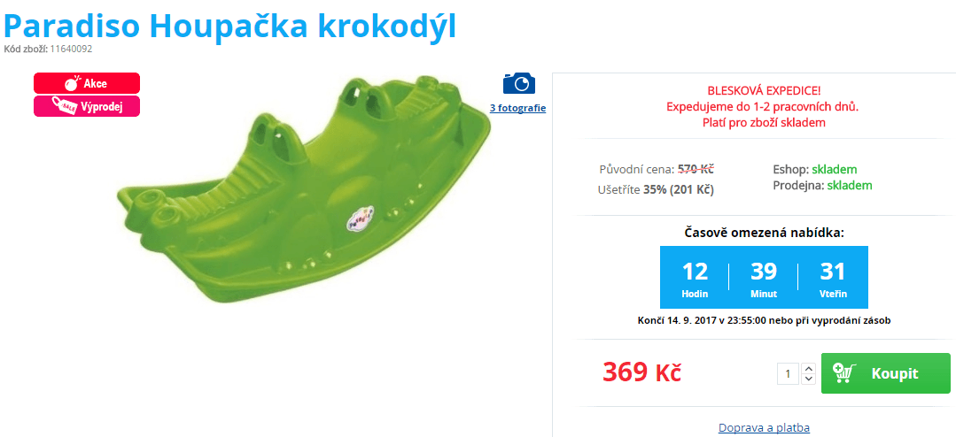 Houpačka Paradiso krokodýl