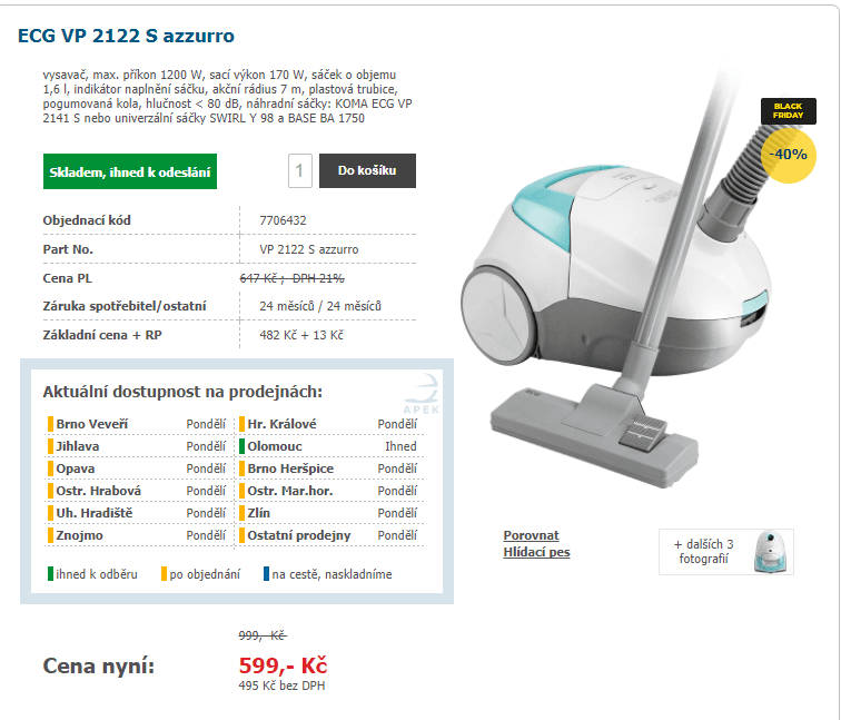 Sáčkový vysavač ECG 2122