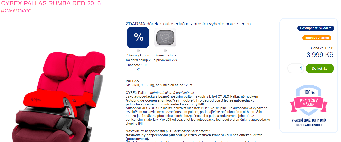 Cybex Pallas 2016 Rumba Red - 9-36kg