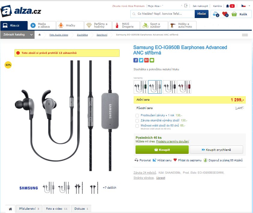 Sluchátka Samsung, sport, redukce hluku