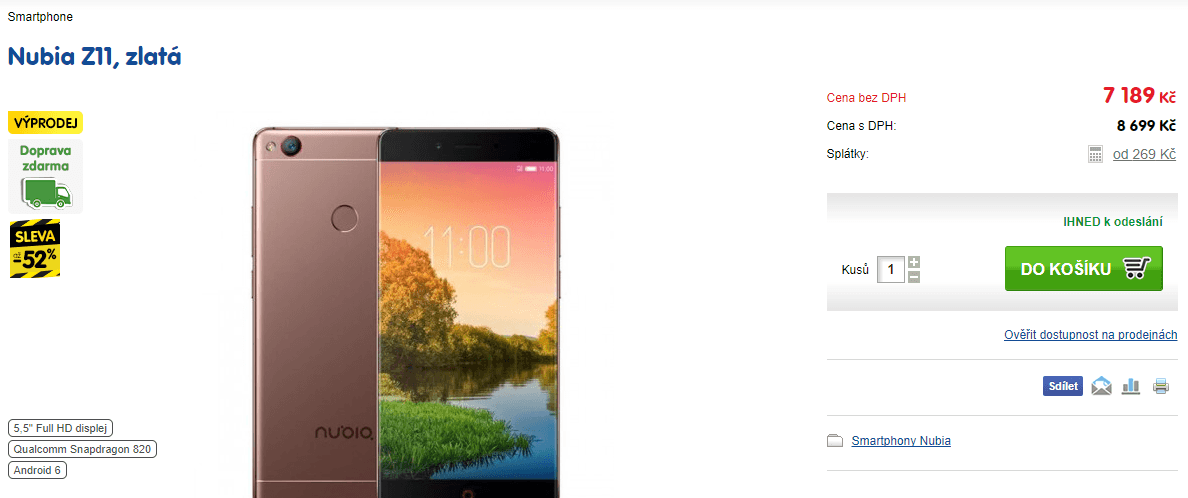 Nubia, 8x 2,2GHz, 4GB RAM, 5,5", NFC