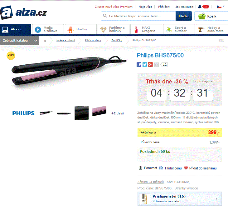 Žehlička na vlasy Philips BHS675