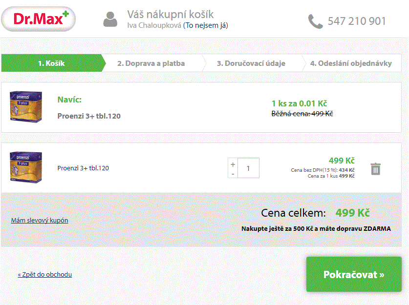 Akce 1+1 na Proenzi 3+ 120 tbl. 