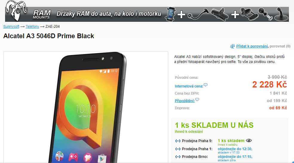 Alcatel, 4x 1,3GHz, 1,5GB RAM, 5", LTE