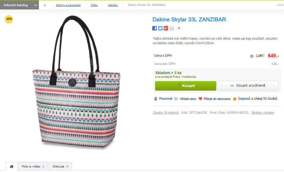 Dámská taška Dakine Skylar Zanzibar, 33l