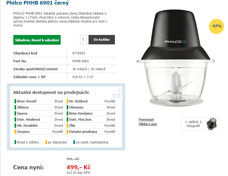 El. sekáček Philco, 1 litr