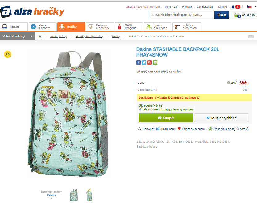 Složitelný batoh Dakine Pray4snow, 20L