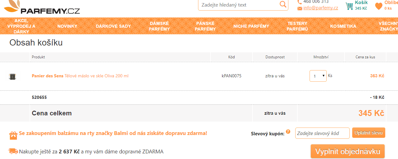 Tělové máslo Panier des Sens Oliva 200 ml