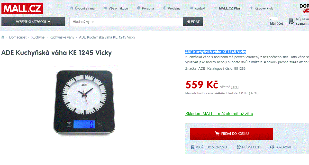 Kuchyňská váha ADE KE 1245 