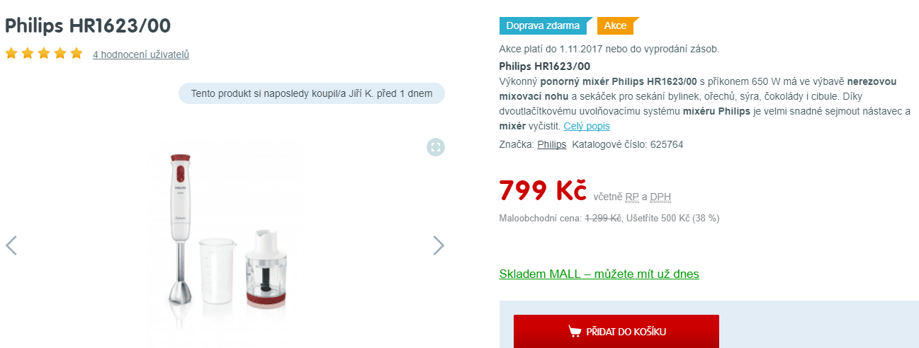 Tyčový mixér Philips HR1623/00